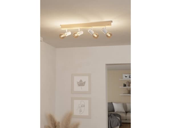 EGLO Townshend 3, Skena för spotlight, E27, 4 lampor, 220-240 V, Vit, Trä