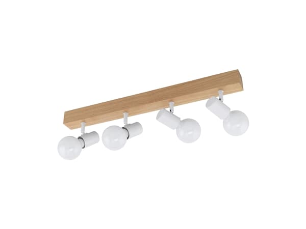 EGLO Townshend 3, Skena för spotlight, E27, 4 lampor, 220-240 V, Vit, Trä Vit, Trä