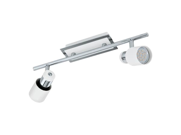 Eglo Davida - Takspotlight - LED-glödlampa x 2 - GU10 - 5 W (motsvarande 35 W) - klass A+ - varmt vitt ljus - 3000 K - krom, vit