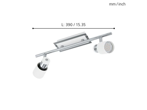 Eglo Davida - Takspotlight - LED-glödlampa x 2 - GU10 - 5 W (motsvarande 35 W) - klass A+ - varmt vitt ljus - 3000 K - krom, vit