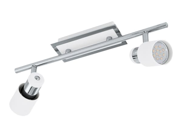 Eglo Davida - Takspotlight - LED-lyspære x 2 - GU10 - 5 W (ekvivalent 35 W) - klasse A+ - varmt hvitt lys - 3000 K - krom, hvit Rustfritt stål