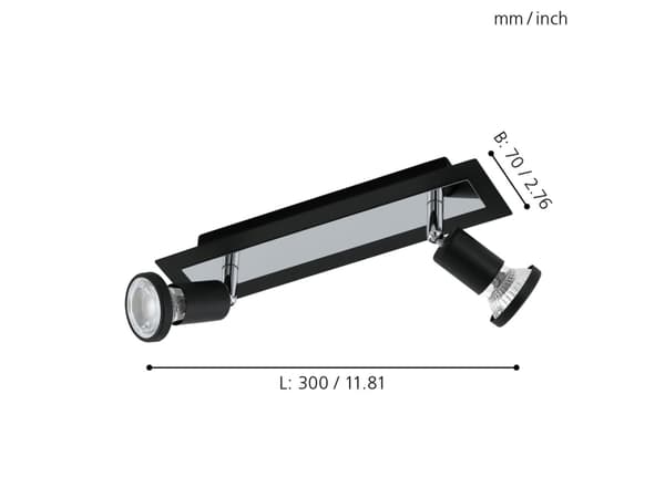 EGLO Sarria, Ikke-utskiftbare pærer, 10 W, 3000 K, 400 lm, 220-240 V, Sort, Kromfarget