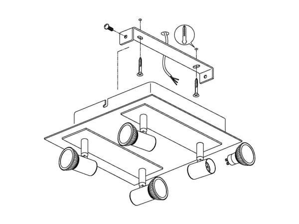 EGLO ROTTELO, Pinta-asennettavat spottivalot, GU10, 4 lamppu(a), LED, 3000 K, Metallinen