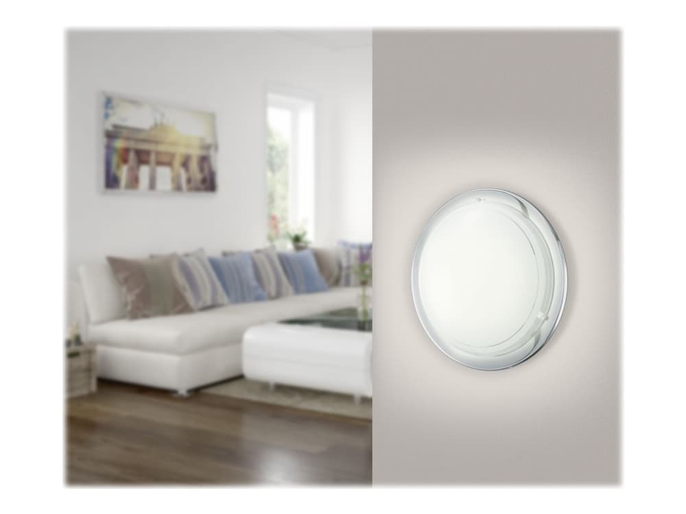 Eglo Planet 1 - Vägg-/taklampa - 1 uttag - E27 - vit, klar, krom