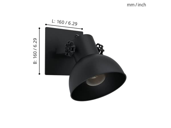 EGLO Barnstaple, Pinta-asennettavat spottivalot, E27, 1 lamppu(a), 220-240 V, Musta
