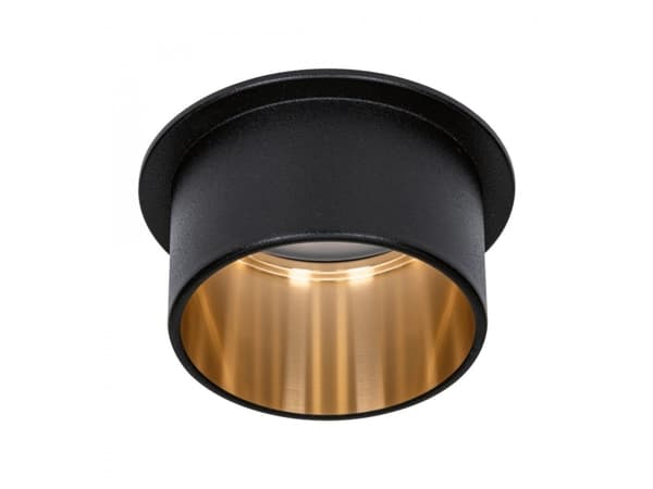 Paulmann Innfelt lysarmatur Gil Coin 3StepDim rd starr LED 1x6W 2700K 230V schwarz matt/gull Alu Sort, Gull