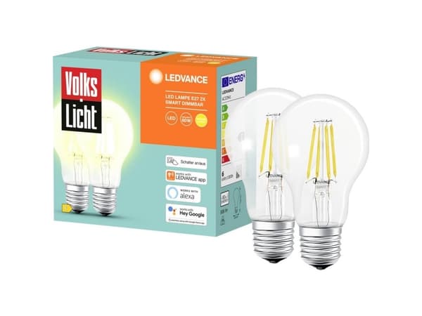 LEDVANCE SMART+ BT CLA60 60 6 W/2500K E27, LED lamp (pack of 2, filament, Bluetooth, replaces 60 watts)