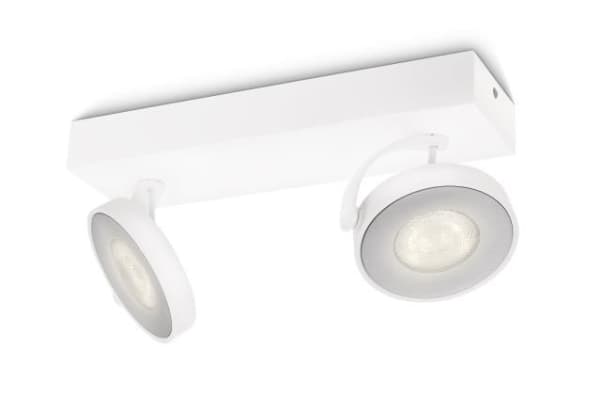 Philips WarmGlow LED Clockwork-spotlys til tak/vegg, 2 stk., Overflateegnet, Ikke-utskiftbare pærer, 2 ampuller, LED, 9 W, 2700 K Hvit