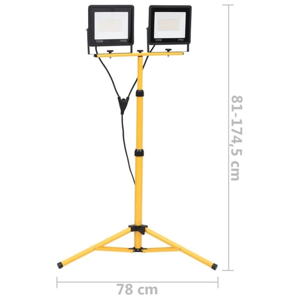 vidaXL LED-flomlys med stativ 2x100 W varmhvit