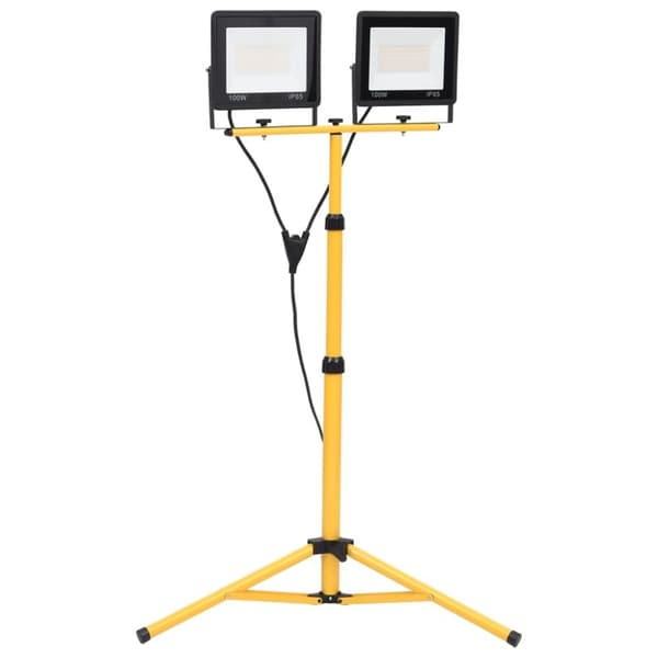 vidaXL LED-flomlys med stativ 2x100 W varmhvit
