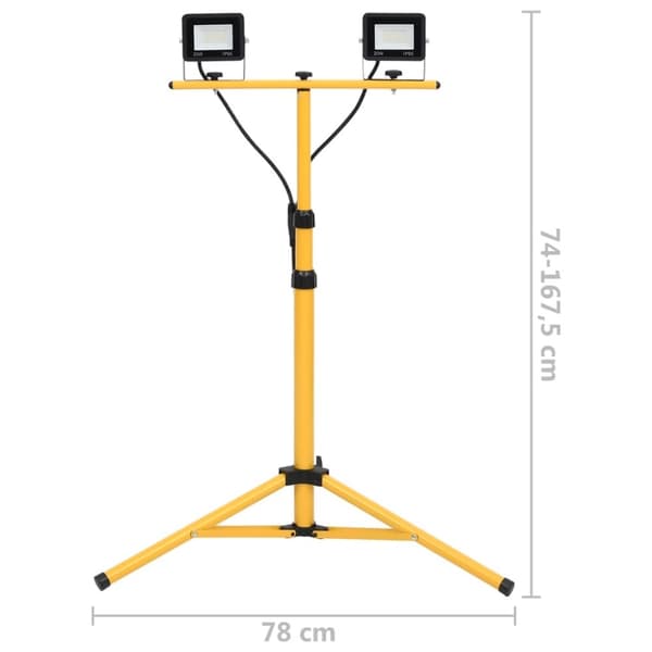 vidaXL Strålkastare med stativ 2x20 W LED kallvit