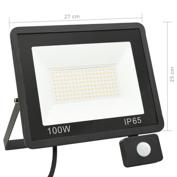vidaXL LED-projektør med sensor 100 W varm hvid
