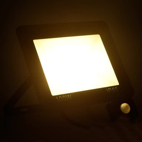 vidaXL LED-projektør med sensor 100 W varm hvid