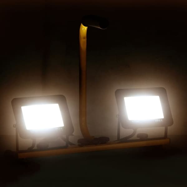 vidaXL LED-valonheitin kahvalla 2x30 W lämmin valkoinen