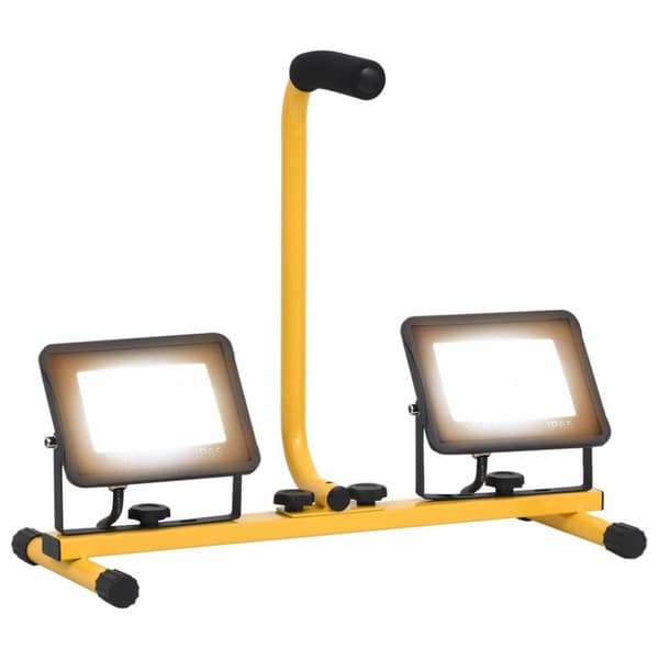 vidaXL LED-valonheitin kahvalla 2x30 W lämmin valkoinen