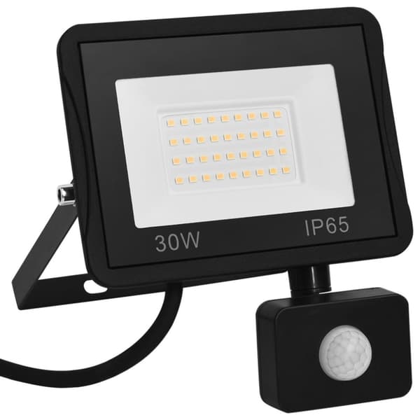 vidaXL LED-flomlys med sensor 30 W varmhvit