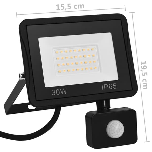 vidaXL LED-flomlys med sensor 30 W varmhvit