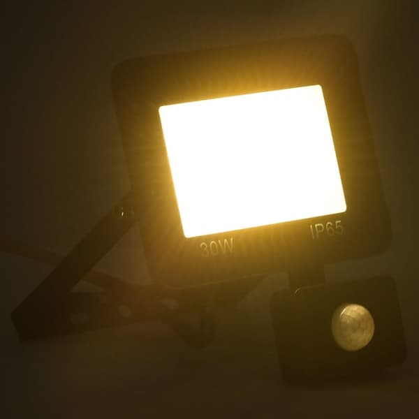 vidaXL LED-flomlys med sensor 30 W varmhvit