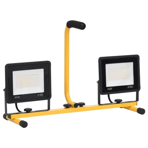 vidaXL LED-flomlys med håndtak 2x50 W varmhvit