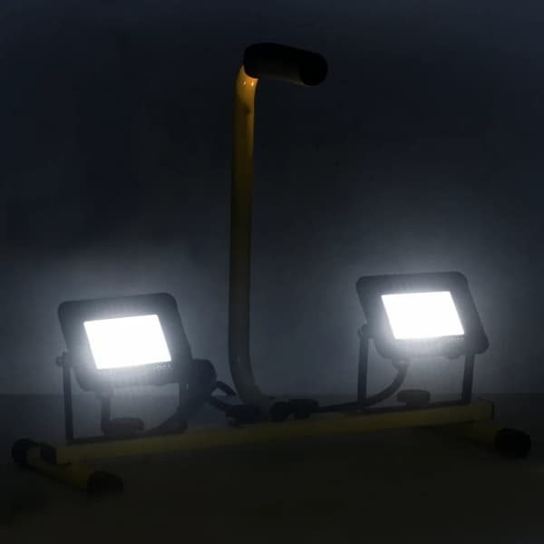 vidaXL LED-valonheitin kahvalla 2x20 W kylmä valkoinen