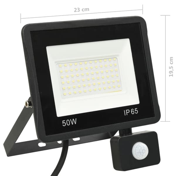 vidaXL LED-valonheitin sensorilla 50 W lämmin valkoinen