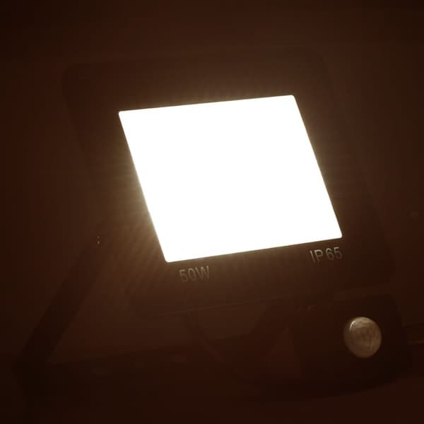 vidaXL LED-valonheitin sensorilla 50 W lämmin valkoinen