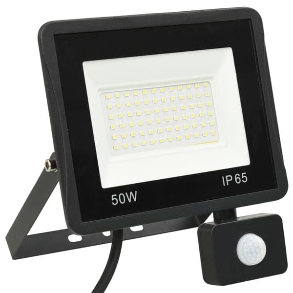 vidaXL Strålkastare med sensor 50 W LED varmvit