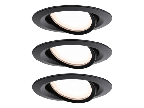 Paulmann NOVA PLUS COIN LED DIM innfelt armatur, vippbar 3x6W 470lm 93mm 2700K IP65 230V svart