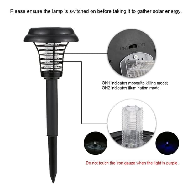 Udendørs Solar Mosquito Killer Lampe Elektrisk Bug Zapper Vandtæt Insektfælde Anti Myg Lys Haveplæne Myggefælde
