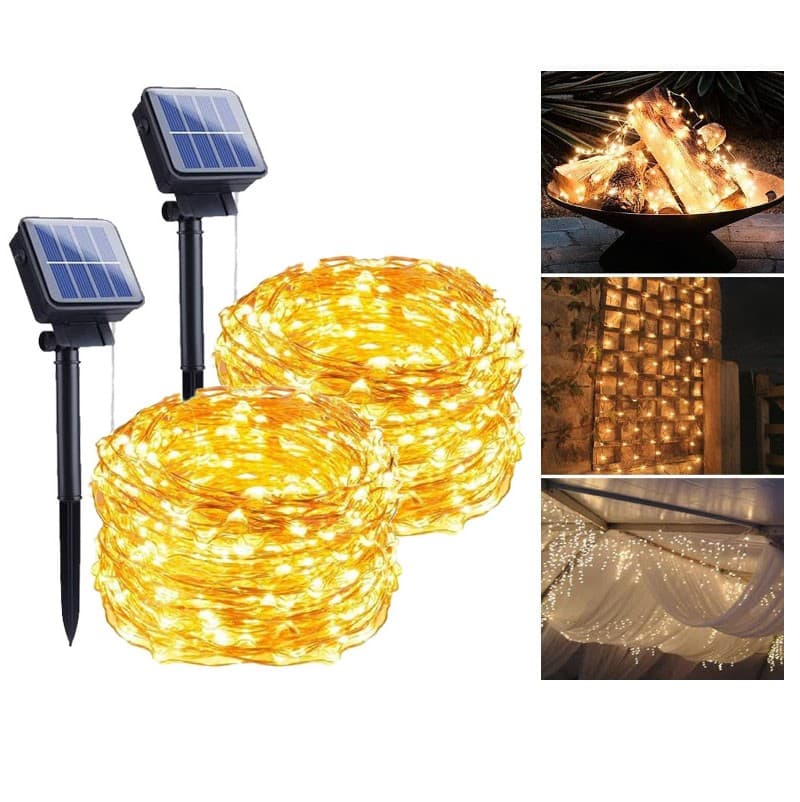 2-pack LED ljusslinga med solcell 10 meter