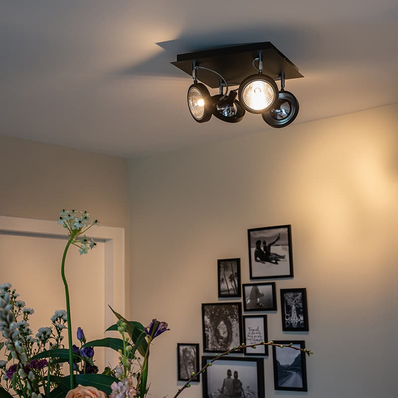 Design spot black 4-light justerbar - Nox