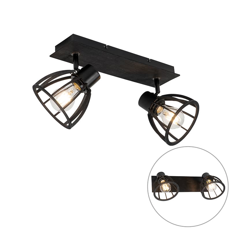 Industriell taklampa svart 2-ljus - Fotu
