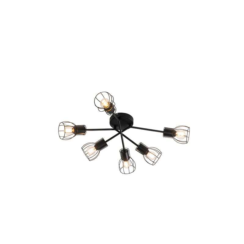 Modern taklampa svart 65 cm 6-lampor - Botu
