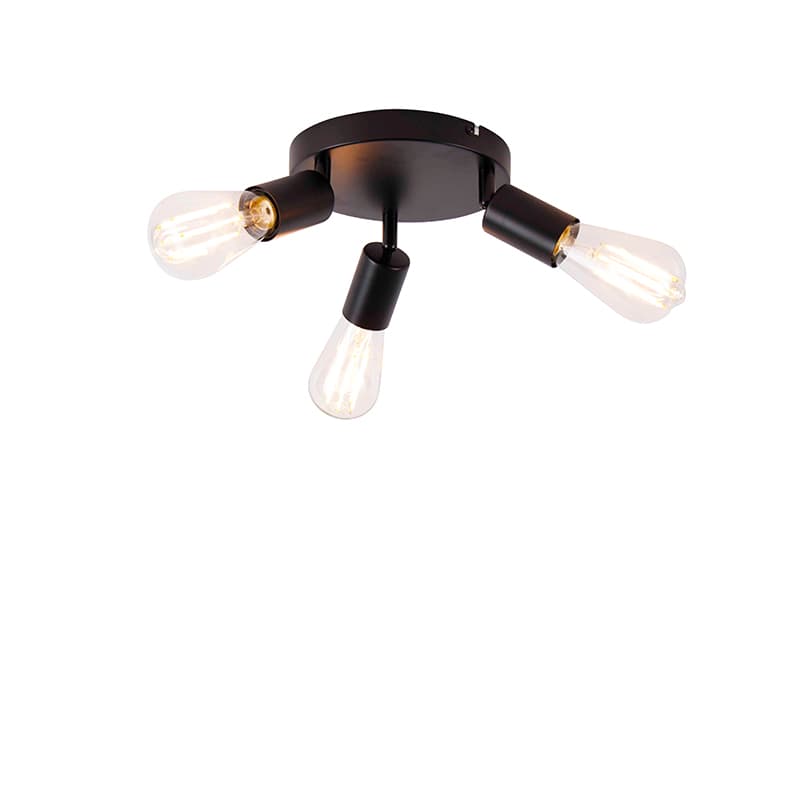 Modern taklampa svart 3-ljus rund - Facil