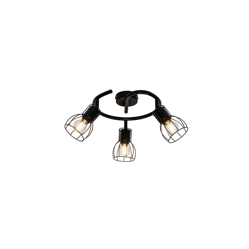 Modern taklampa svart 50 cm rund 3-ljus - Botu