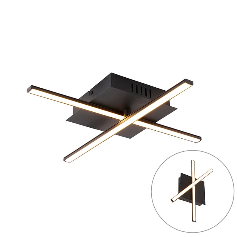 Modern taklampa svart inkl. LED 3-stegs dimbar - Cruz