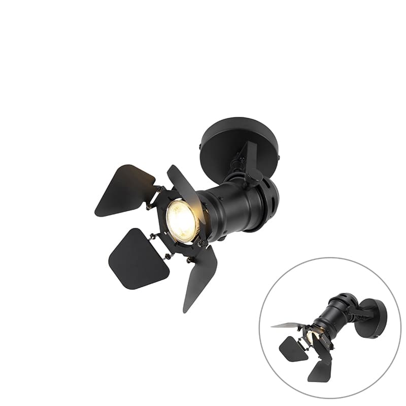 Industriell studiofläck svart GU10 med klaffar - Film