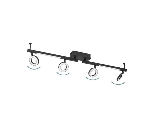 EGLO Cardillio 2, Utanpåliggande spotlight, 4 lampor, LED, 3000 K, 1600 LM, Svart