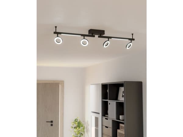 EGLO Cardillio 2, Utanpåliggande spotlight, 4 lampor, LED, 3000 K, 1600 LM, Svart