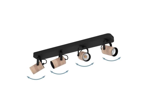 EGLO Cayuca, Overflateegnet, GU10, 4 ampuller, 220 - 240 V, Sort, Brun