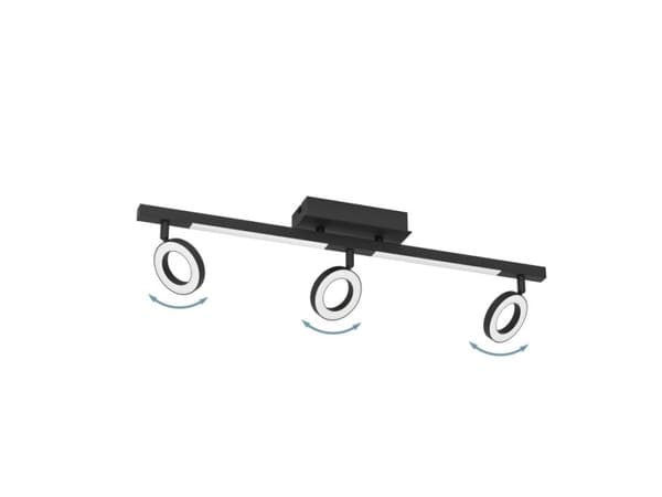 EGLO Cardillio 2, Pinta-asennettavat spottivalot, 3 lamppu(a), LED, 3000 K, 1200 lm, Musta