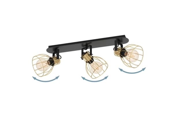 EGLO Sambatello, Overflateegnet, E27, 3 ampuller, 220 - 240 V, Sort, Børstet stål