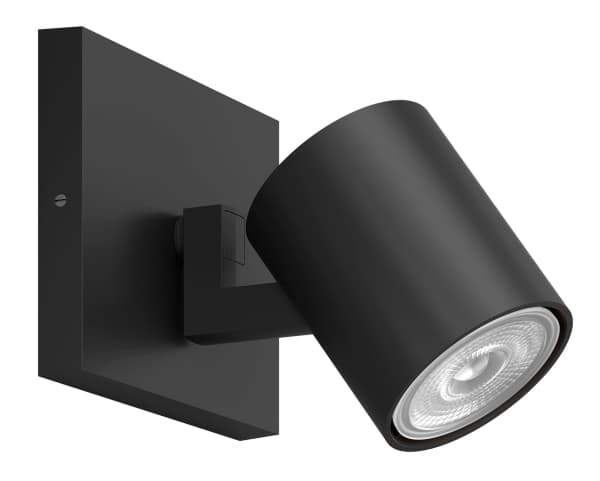 Philips Runner tak-/väggspotlight, Utanpåliggande spotlight, GU10, 1 lampor, LED, 220-240 V, Svart Svart