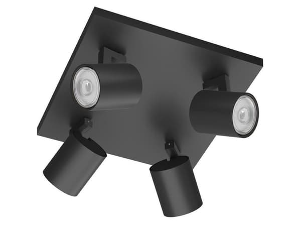 Philips Runner-spotlys til tak/vegg, 4 stk., Overflateegnet, GU10, 4 ampuller, LED, 220-240 V, Sort