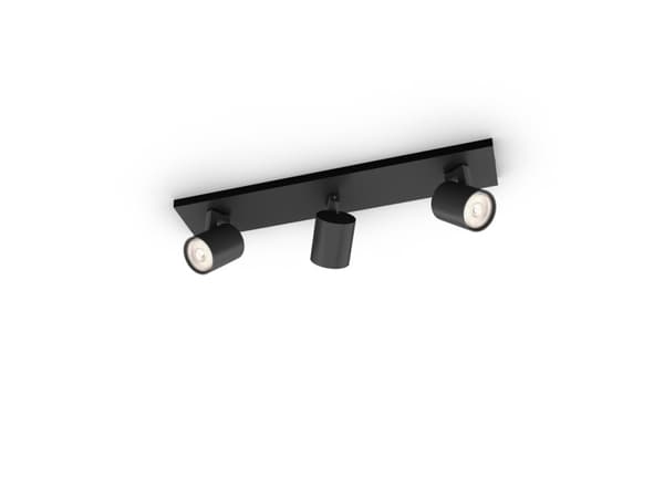 Philips Runner tak-/väggspotlight 3 x, Utanpåliggande spotlight, GU10, 3 lampor, LED, 220-240 V, Svart