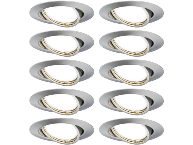 Paulmann 93399, Nedtryckbar spotlight, GU10, 1 lampor, LED, 10 W, Borstat järn