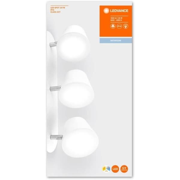 LEDVANCE LED Spot Vägglampa Trippel - 3 x 7W - IP44 - Vit - Varm / kall