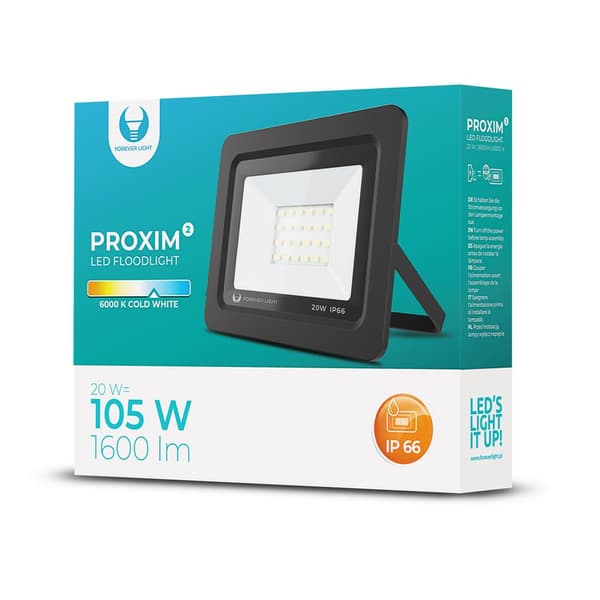 LED Stål spotlight / Floodlight, 20w (105w) Utendørs godkjent