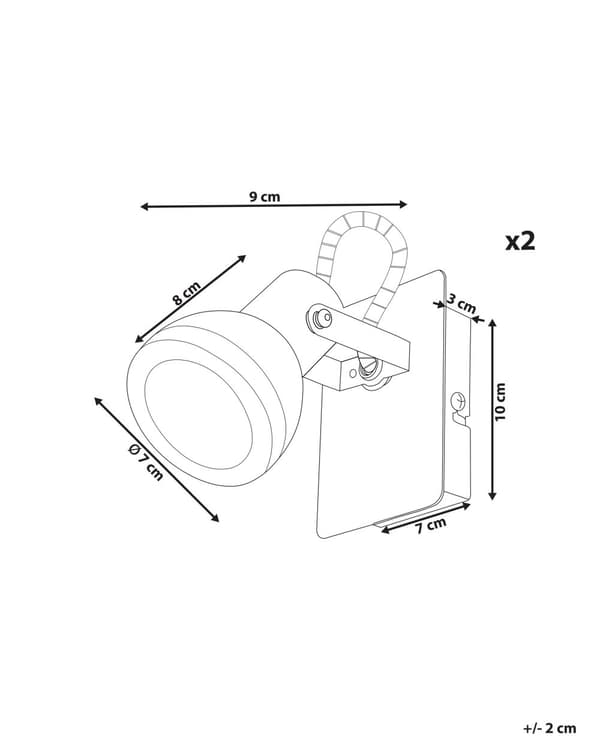 Væglamper hvid og sort metal sæt med 2 ø 7 cm 1-lys justerbar swingarm klokkeformet skærm Spotlight design moderne indendørs indretning