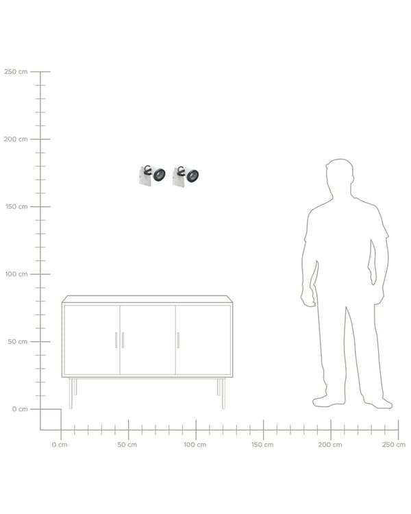 Væglamper hvid og sort metal sæt med 2 ø 7 cm 1-lys justerbar swingarm klokkeformet skærm Spotlight design moderne indendørs indretning